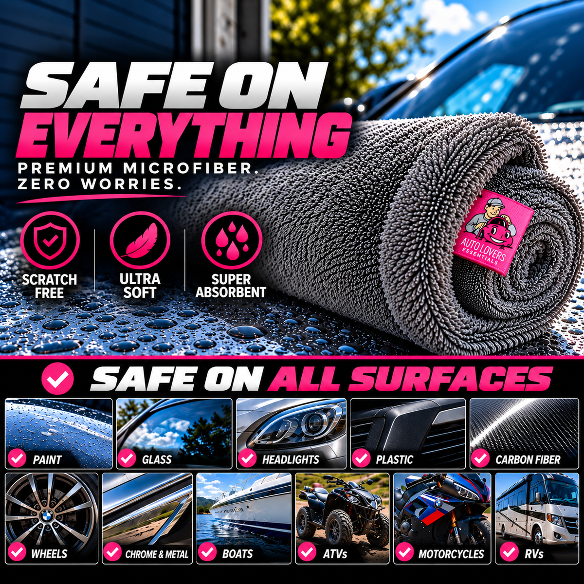 1300 GSM Twisted-Loop Drying Towel – Auto Lovers Essentials
