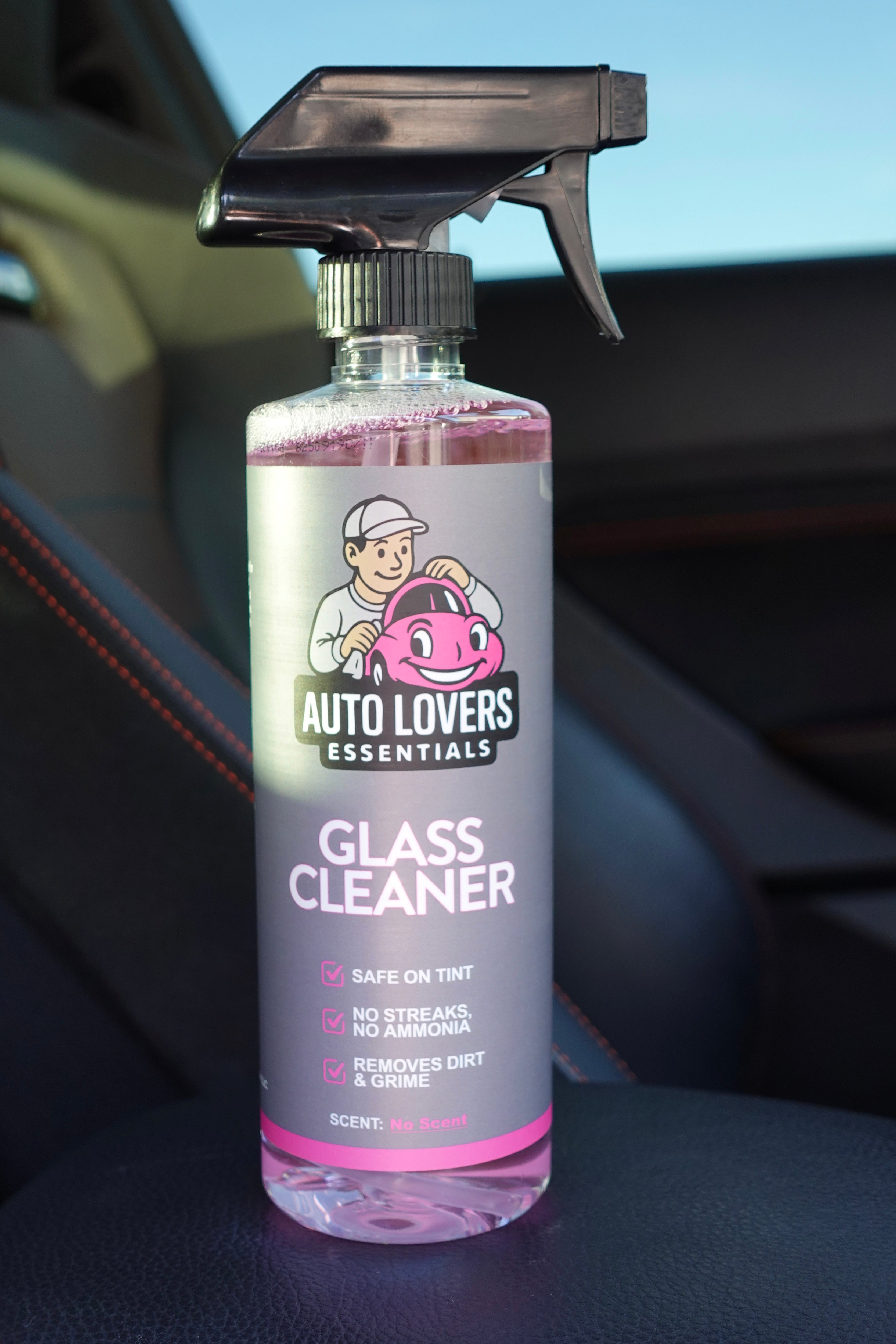 Tint-Safe Automotive Glass Cleaner – Streak-Free Pink Formula